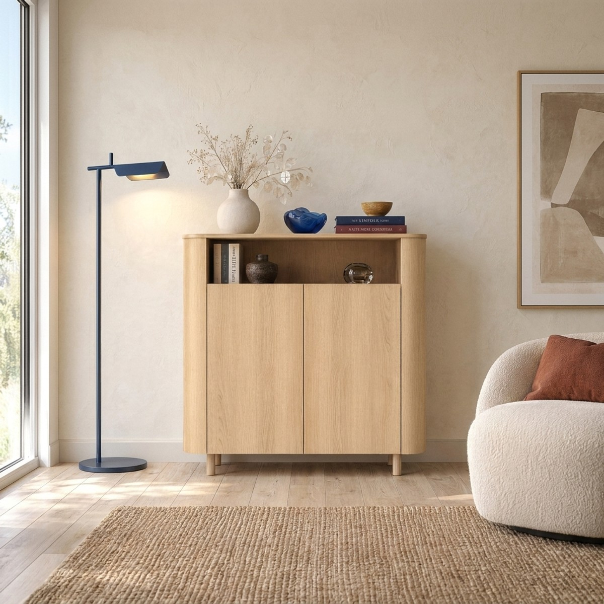 Credenza mobile contenitore 2 ante con vano a giorno Roma