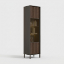 Vitrine de salon avec porte vitrée et LED Cortina