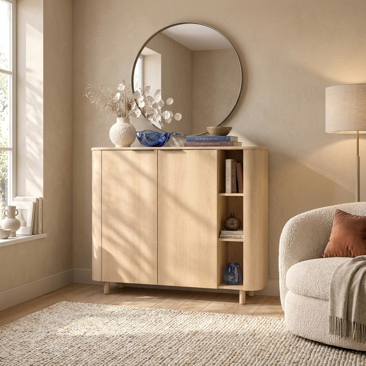 Wohnzimmer-Sideboard Roma mit 2 Türen und Stauraumfächern