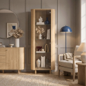 Vitrine 1 porte pour salon avec étagères en verre Roma
