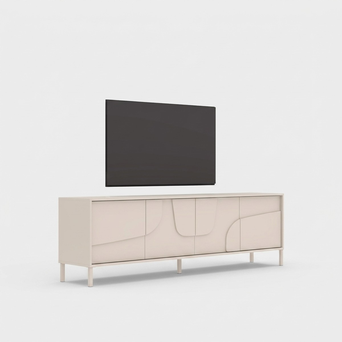 Modernes niedriges TV-Lowboard Verona mit 4 Türen und Stauraum