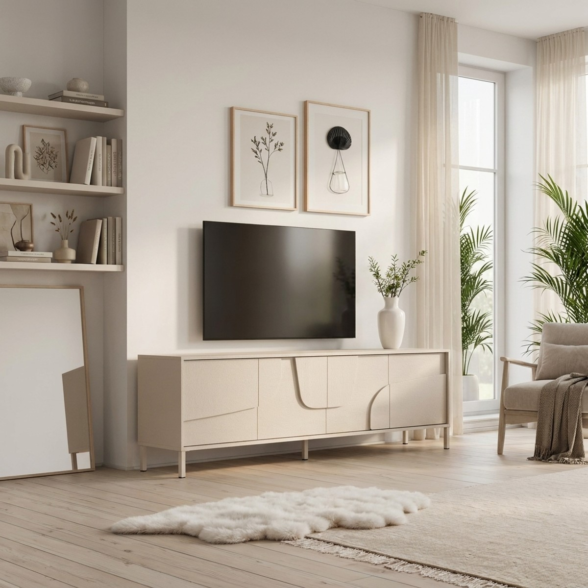 Mobile TV basso 4 ante moderno con contenitore Verona