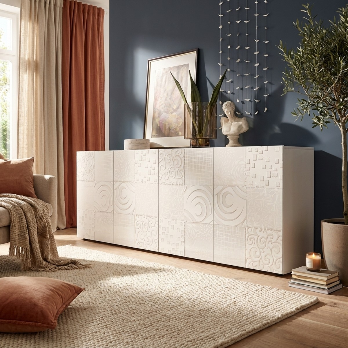 Aparador buffet de 4 puertas de diseño contemporáneo Miro