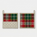 Set 2 Stück Küchen Topflappen Tartan linen