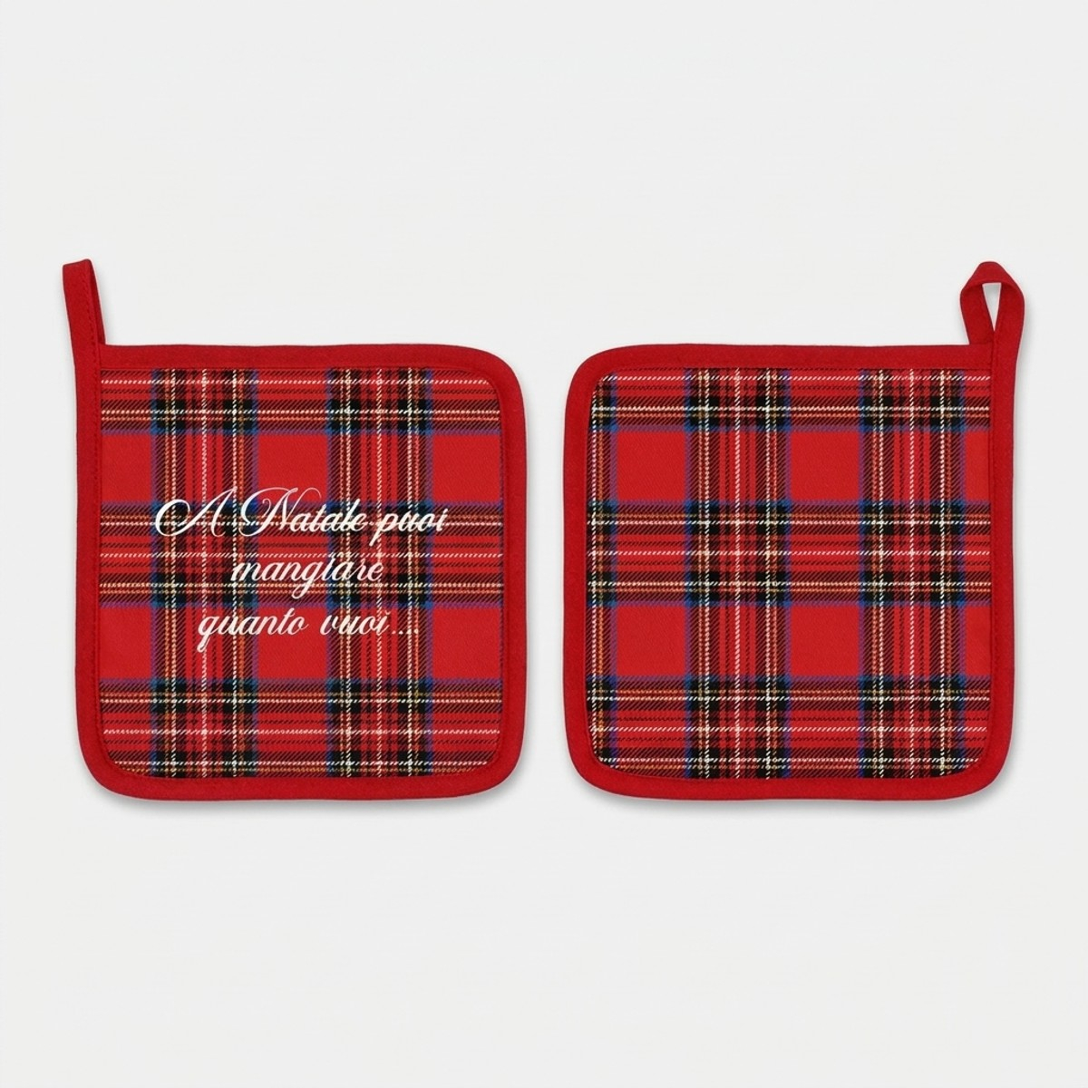 Set 2 pezzi presine da cucina in tessuto trapuntato A Natale puoi