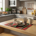 Set tovaglietta all'americana con tovagliolo in cotone Tartan linen
