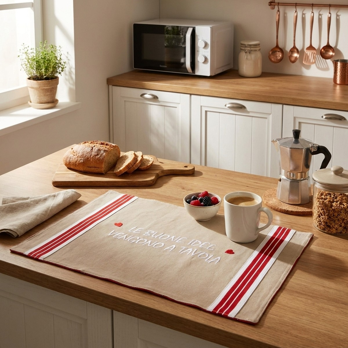 Tischset aus Baumwollmischung Joyful cooking