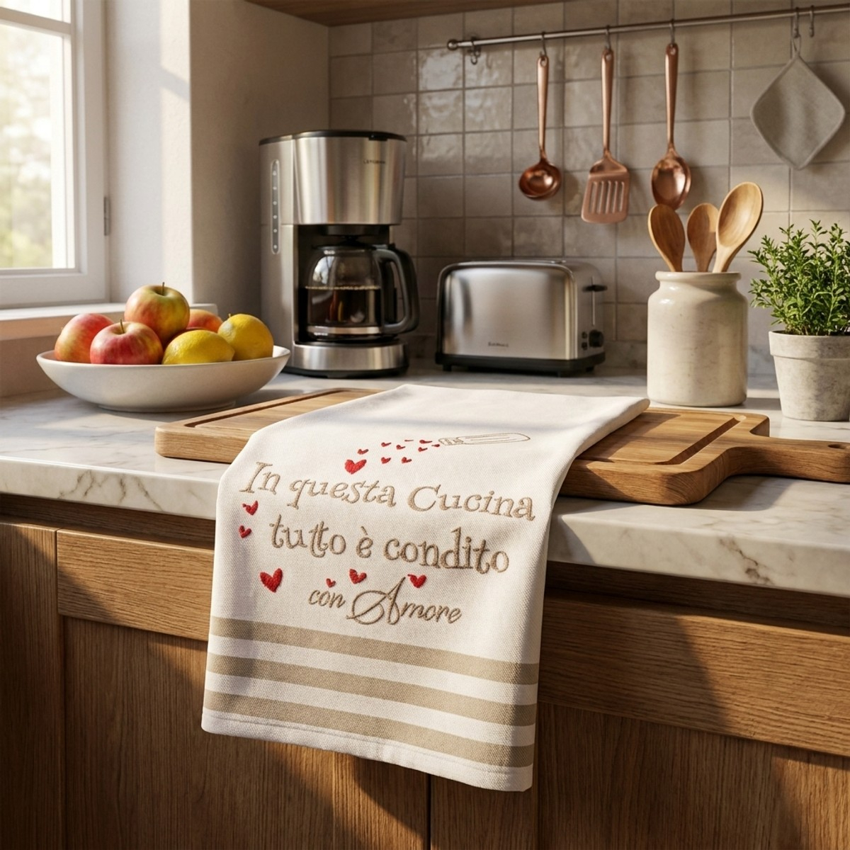 Geschirrtuch aus Baumwollmischung Joyful cooking