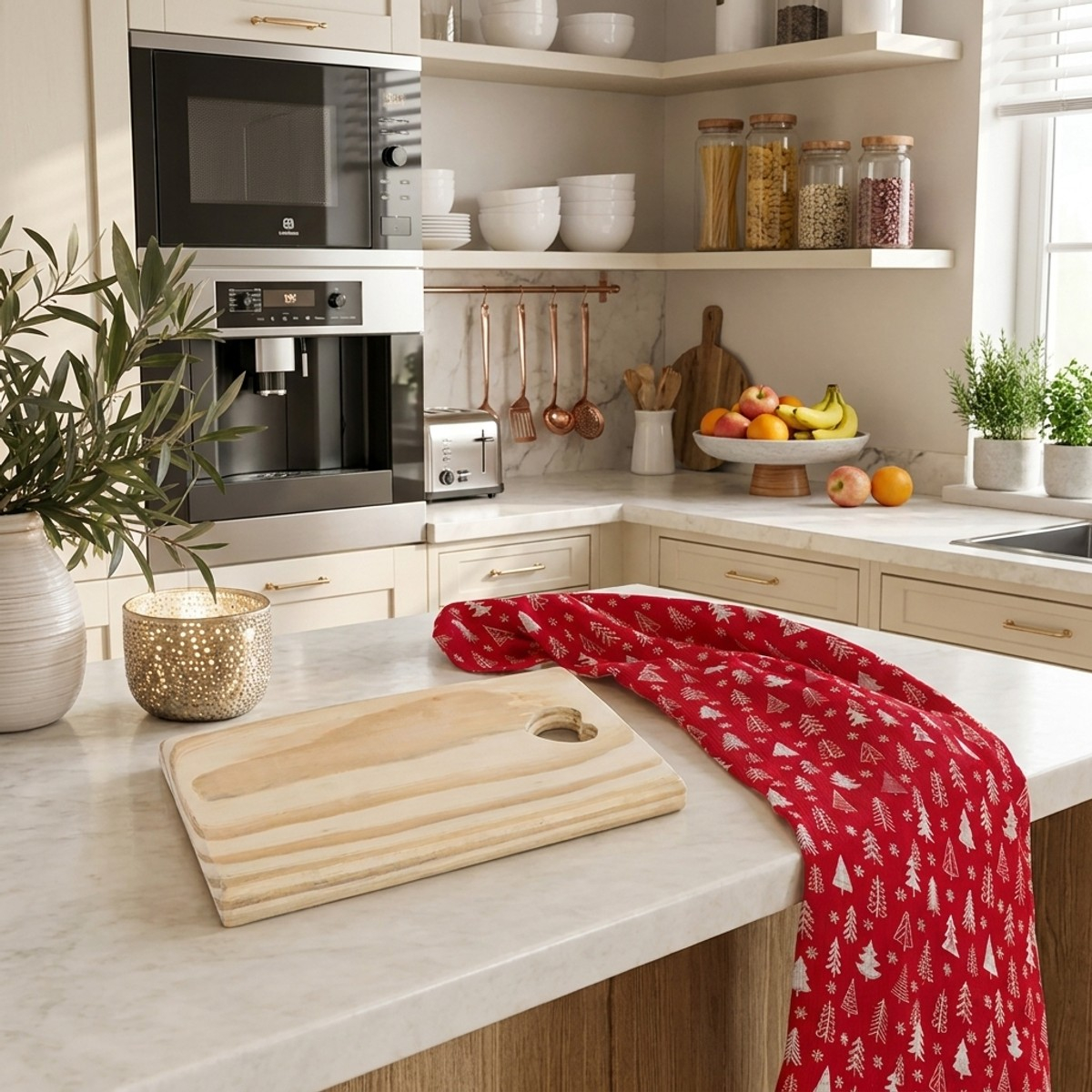 Set da cucina con tagliere in legno e strofinaccio Otta