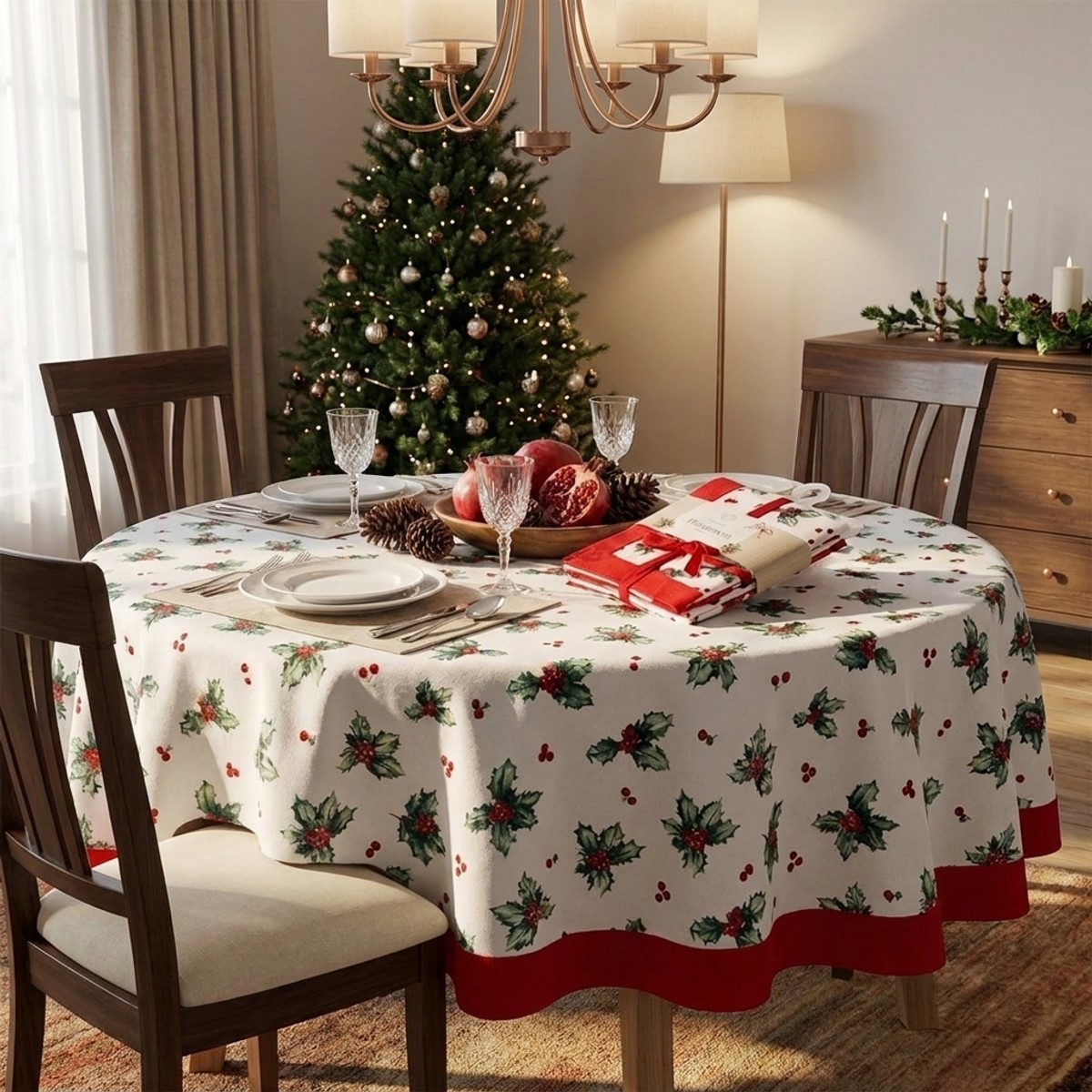 Runde bedruckte Stofftischdecke 160 cm Drammen