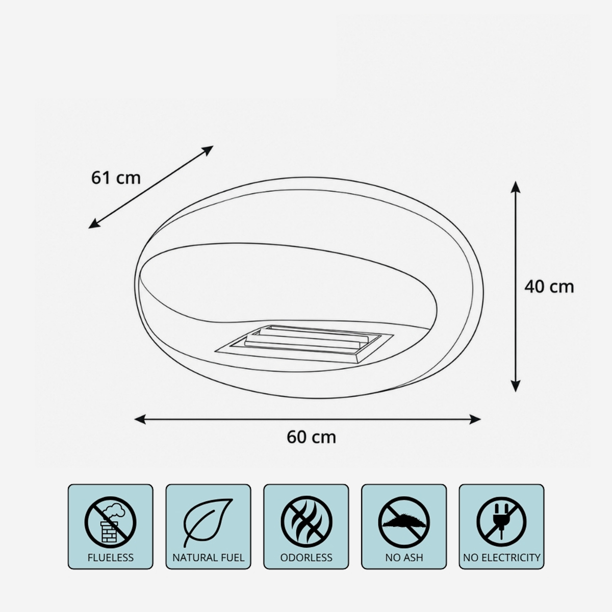 Chimenea de bioetanol de pared en acero inoxidable Nova