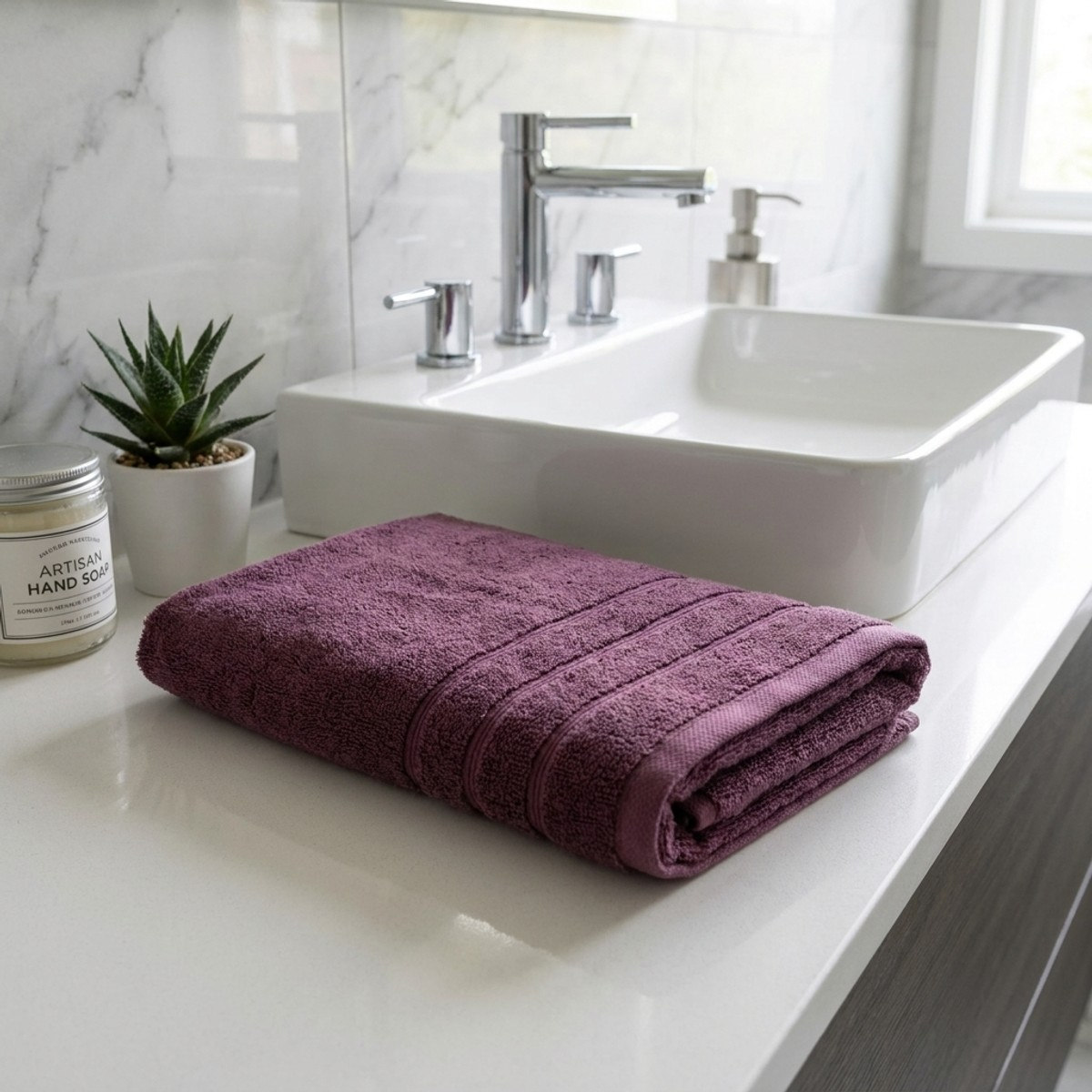 Set 2 pezzi asciugamani da bagno in cotone No twist