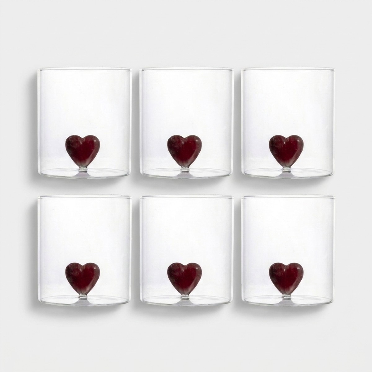 Set 6 pezzi bicchieri acqua in vetro decorato Flame