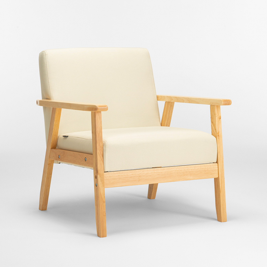 Fauteuil scandinave design vintage en bois avec accoudoirs Uteplass 