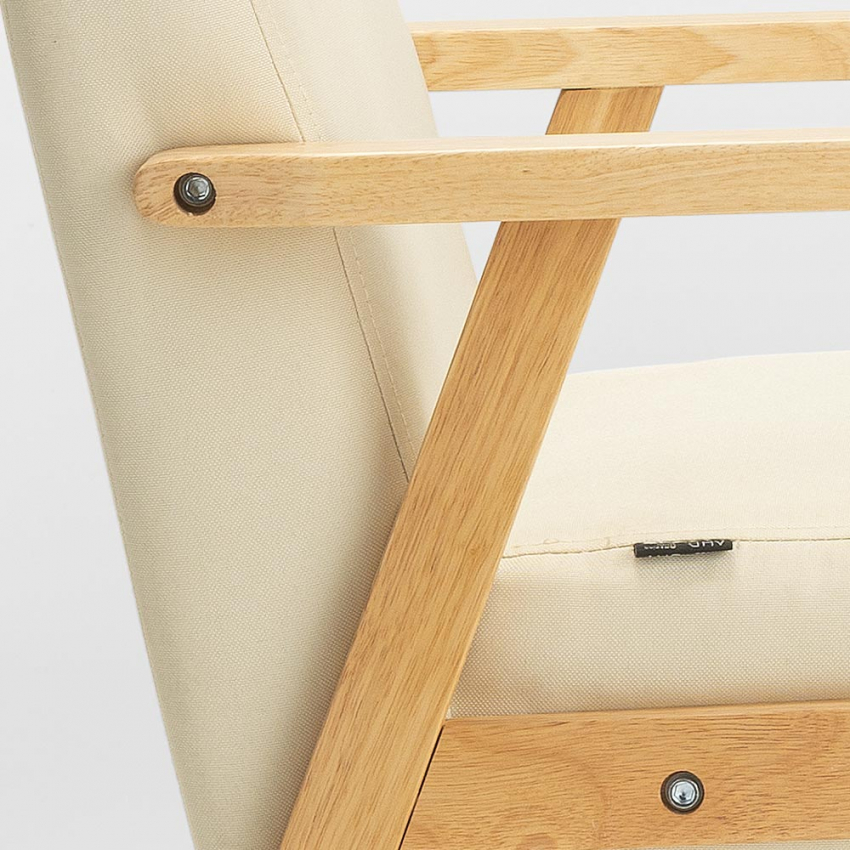 Poltrona sedia in legno design vintage scandinavo con braccioli Uteplass 