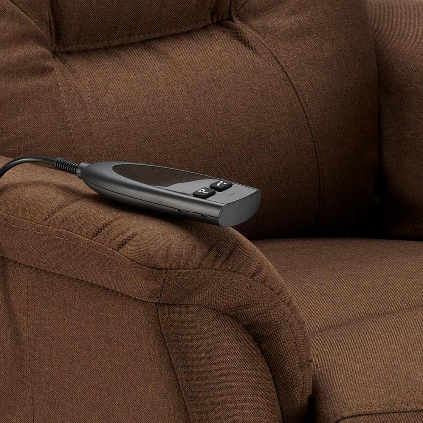 Fauteuil relax électrique inclinable en tissu avec roues et releveur Marie 