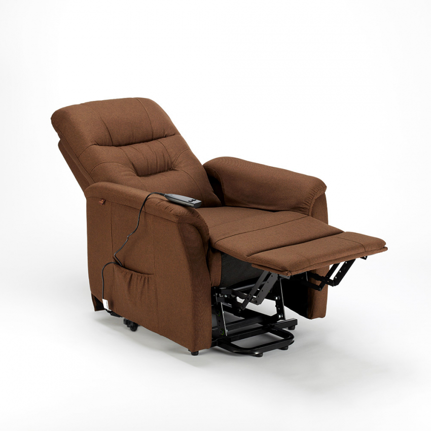Fauteuil relax électrique inclinable en tissu avec roues et releveur Marie 