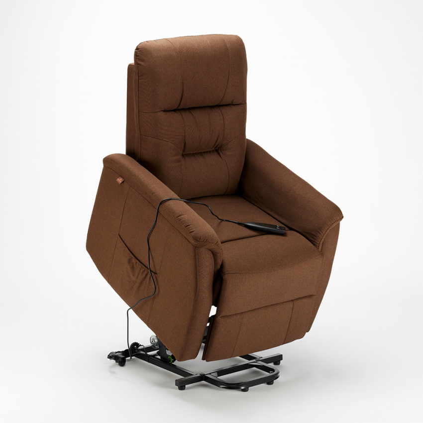 Fauteuil relax électrique inclinable en tissu avec roues et releveur Marie 
