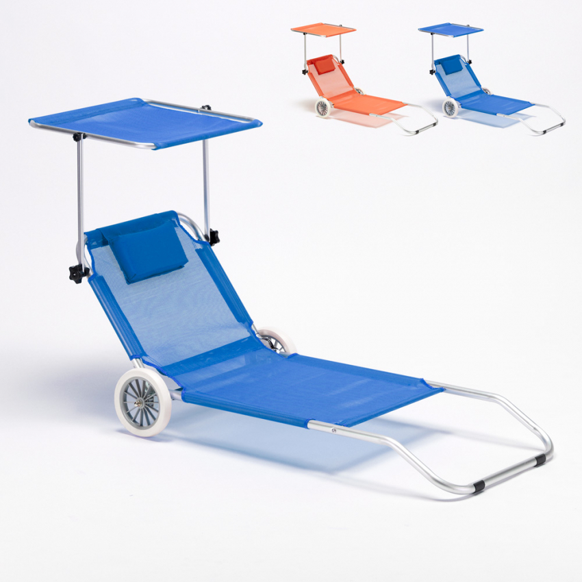 Carrello Combinato Mac Sports Con Sedia A Sdraio Da Spiaggia, Blu, Usato - Foto 2