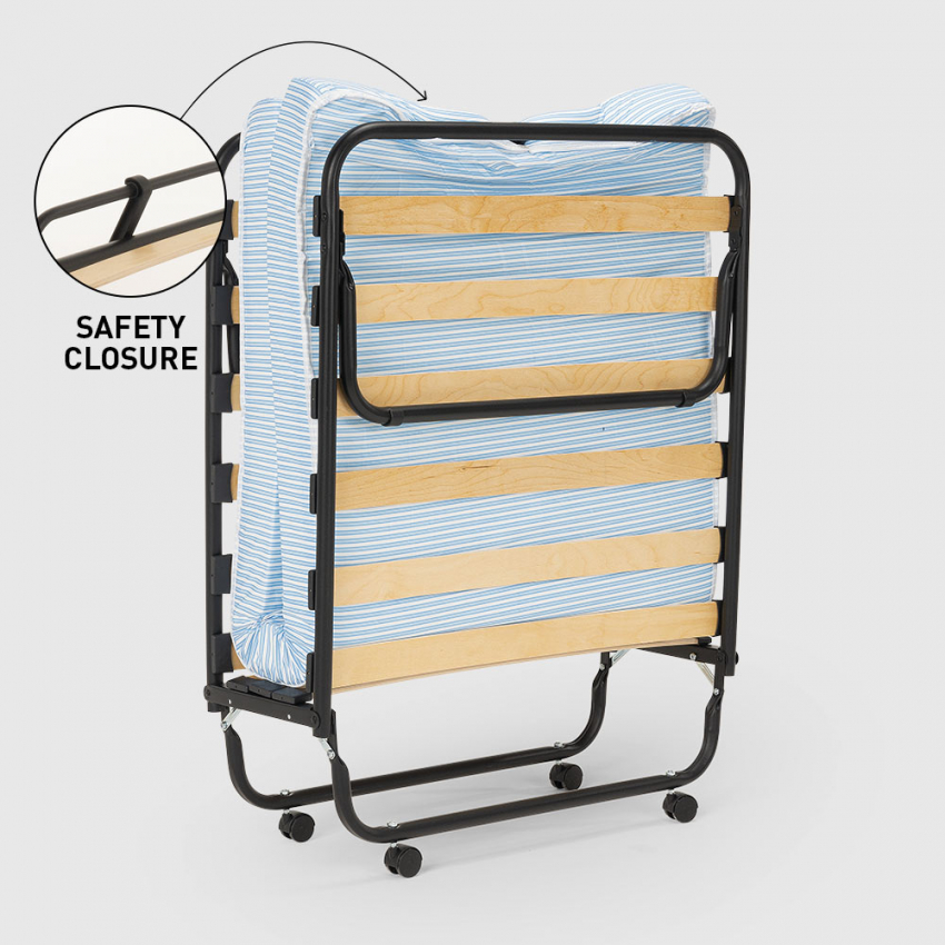 Brandina letto pieghevole con doghe e materasso 80x180cm in microfibra Apollo 