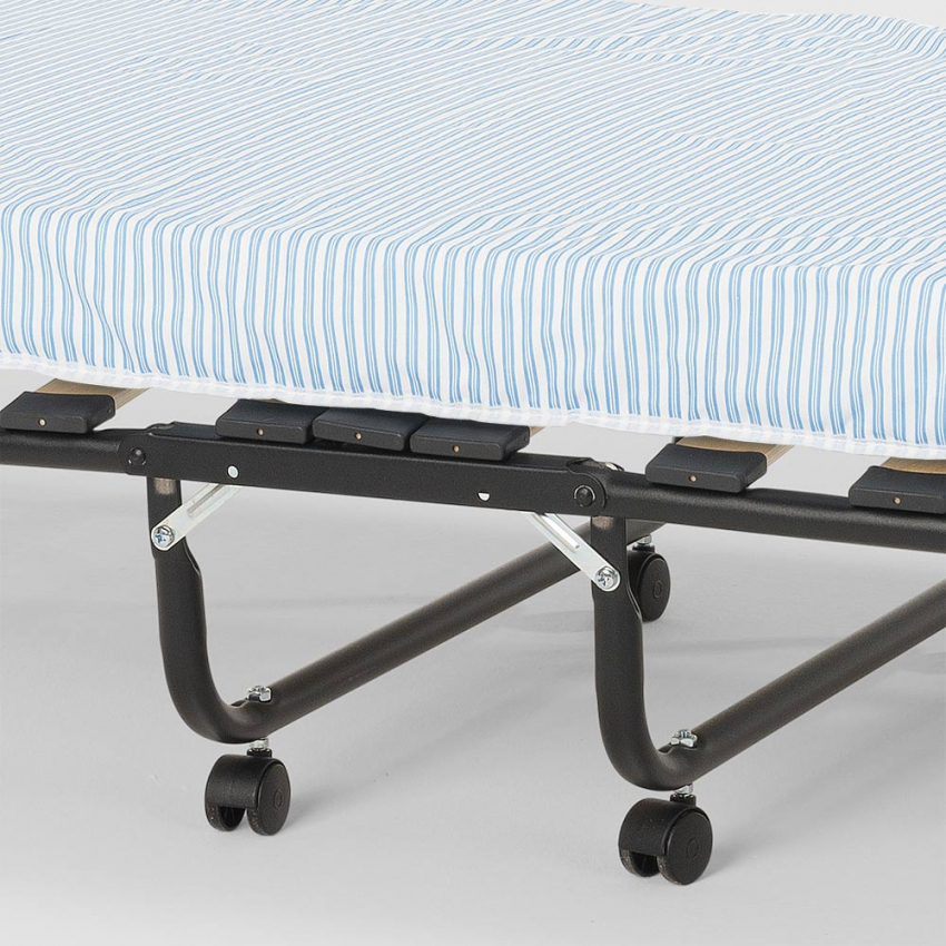 Brandina letto pieghevole con doghe e materasso 80x180cm in microfibra Apollo 