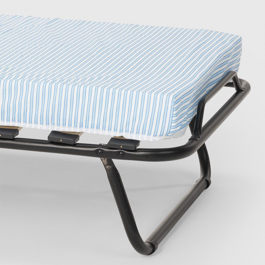 Lit pliant 80x180 avec matelas en microfibre et sommiers à lattes Apollo 