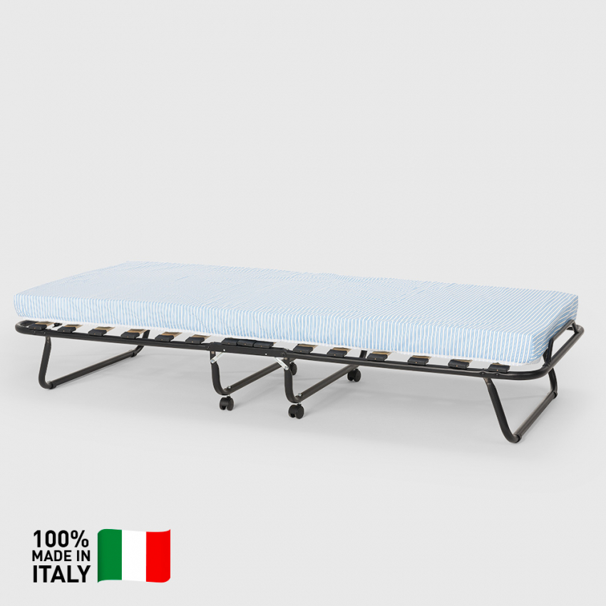 Lit pliant 80x180 avec matelas en microfibre et sommiers à lattes Apollo 