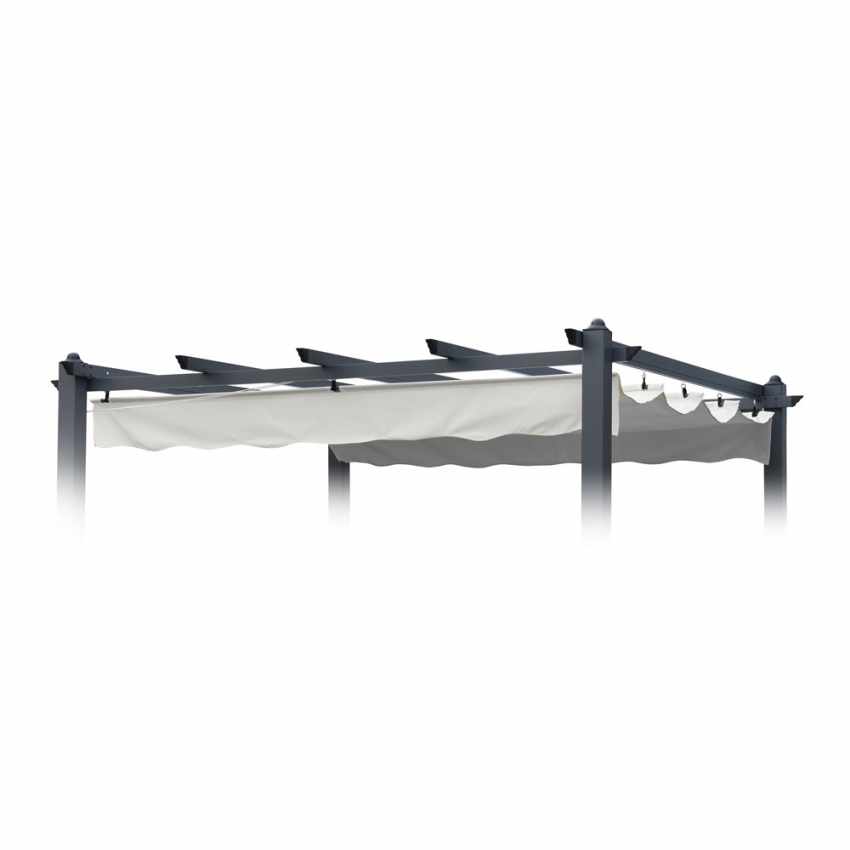 Tetto Di Ricambio Per Gazebo Pergola Firenze 3x3 Metri - Grigio RAL 7001, Poliestere Impermeabile Con 6 Tasche