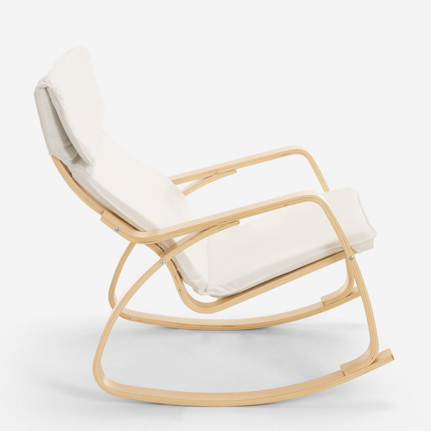 Poltrona sedia a dondolo in legno design scandinavo ergonomica Aalborg Sconti