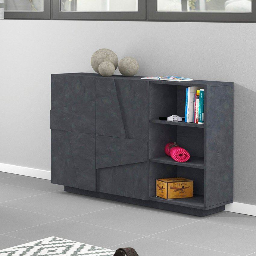 Wohnzimmer Sideboard Eingang 2 Türen 3 offene Fächer Ping Komode Ardesia Aktion