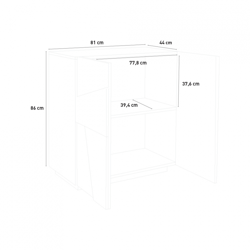 Sideboard 2 Türen 2 Fächer modernes Design Ping Side S Ardesia Lagerbestand