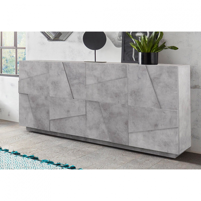 Modernes Wohnzimmer Sideboard 4 Türen 2 Fächer mit Regalen Ping Side L Concrete Rabatte