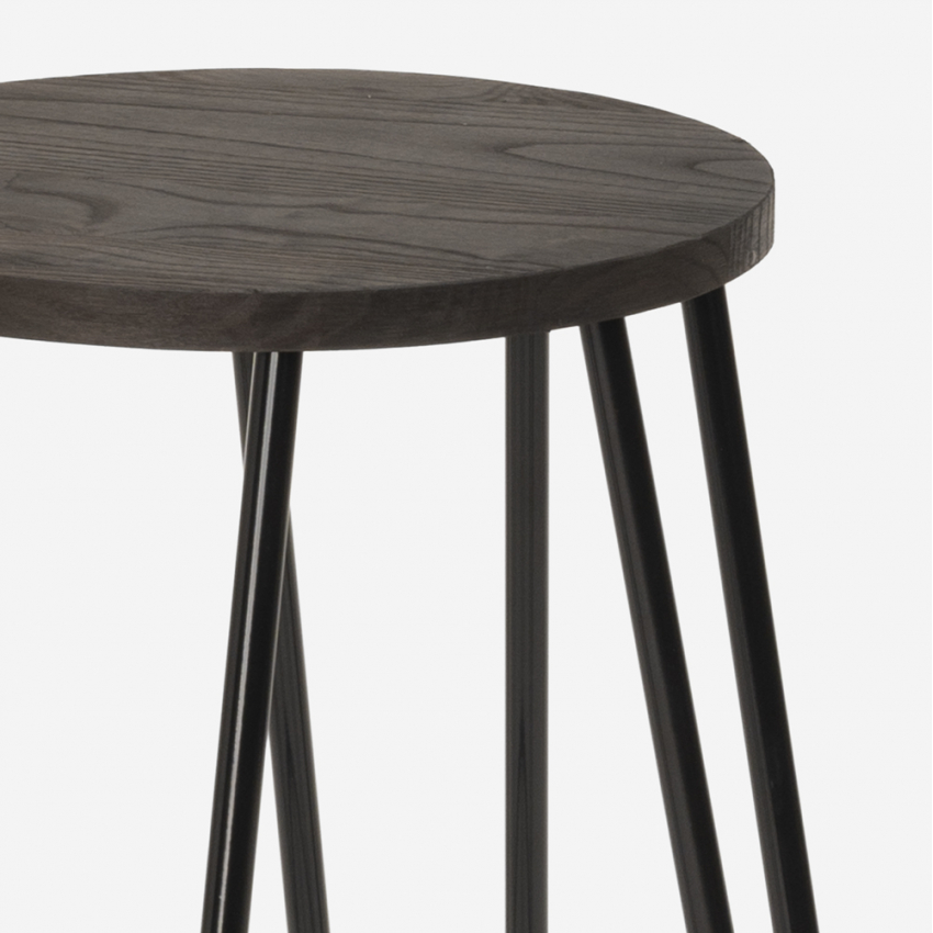 Taburete alto de diseño industrial de metal y madera para bar, restaurante y cocinas Carbon Top Elección