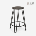 Tabouret haut de bars restaurants cuisines au design industriel en bois métal Carbon Top Promotion