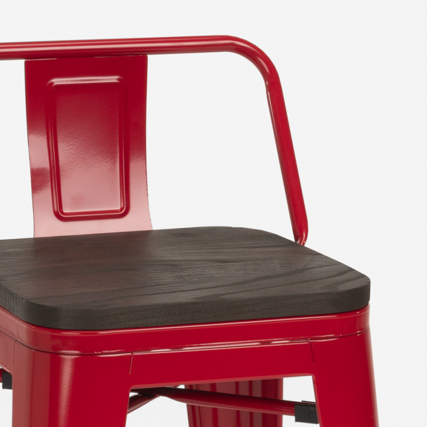 taburete alto de diseño industrial de metal y madera, para barra y cocina steel wood top 