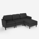 Sofá de 3 plazas con reposabrazos y puff de elegante tejido de salón moderno Steffy 