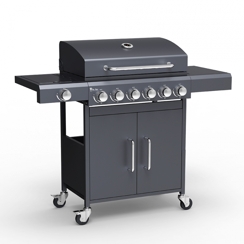 Barbecue à gaz en acier inoxydable 6 + 1 brûleur avec support Creola Fr Promotion