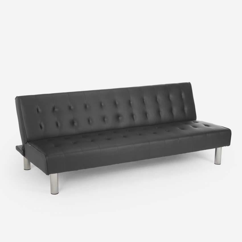 Canapé convertible 2 places clic-clac en similicuir inclinable design moderne Elly 