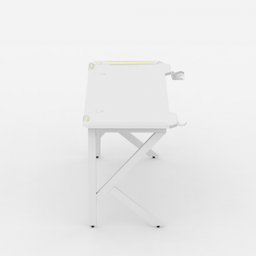 Bureau de jeu ergonomique à LED en carbone avec porte-gobelet 120x60 Sportbot LED 120 