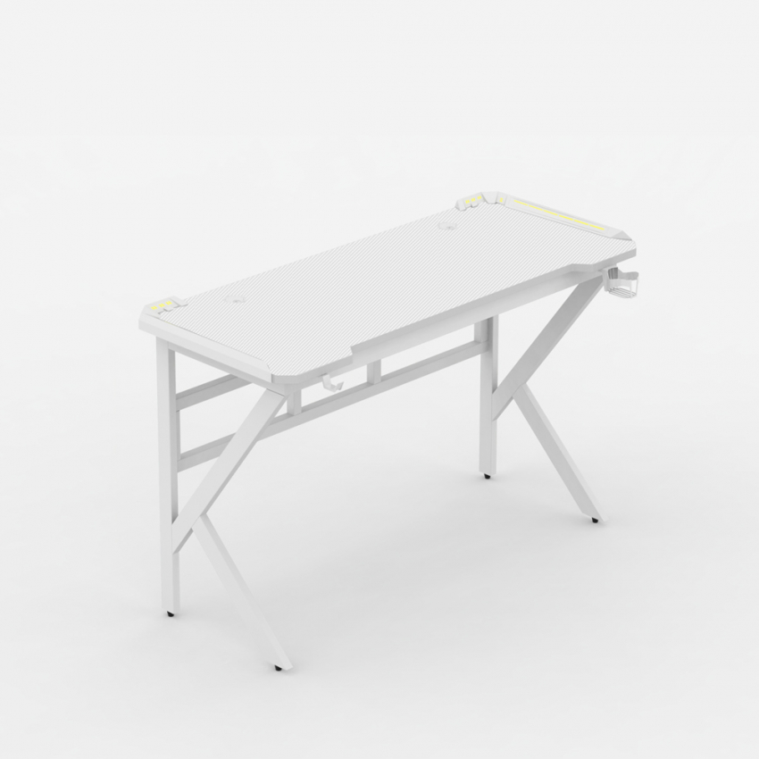 Gaming-Schreibtisch 120x60cm LED Carbon ergonomischer Kopfhörerhalter Sportbot LED 120 