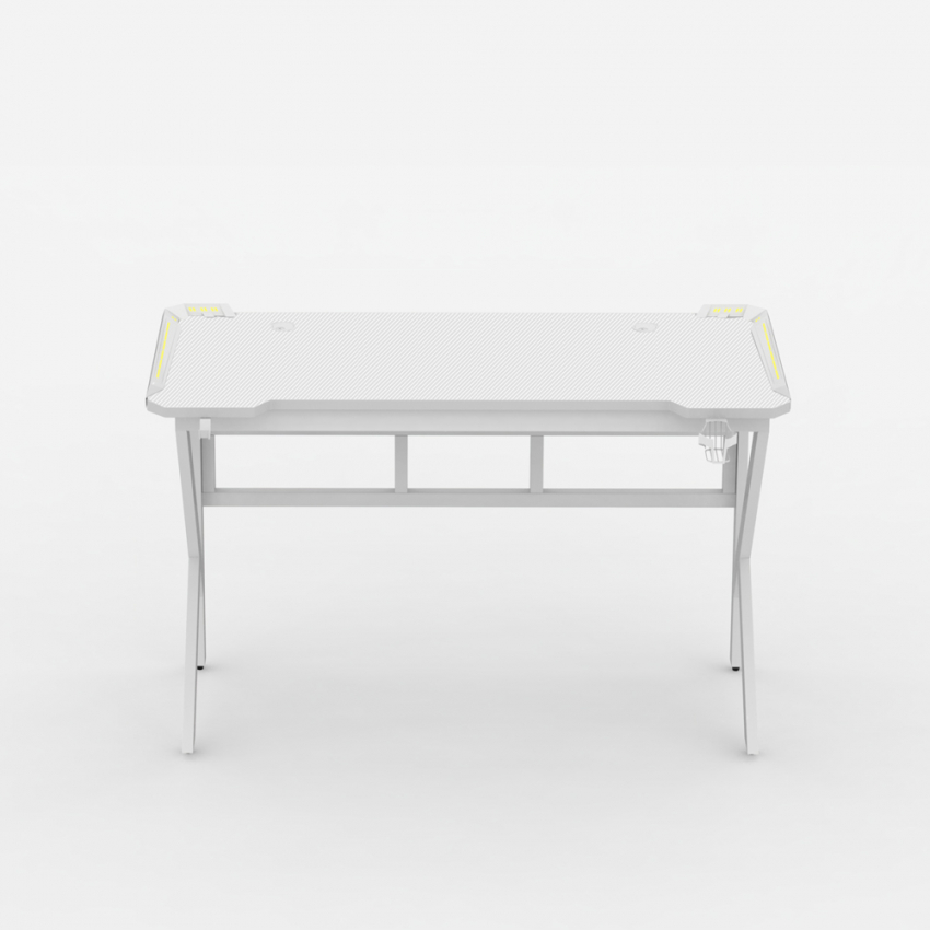 Bureau de jeu ergonomique à LED en carbone avec porte-gobelet 120x60 Sportbot LED 120 