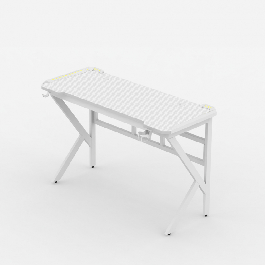 Bureau de jeu ergonomique à LED en carbone avec porte-gobelet 120x60 Sportbot LED 120 