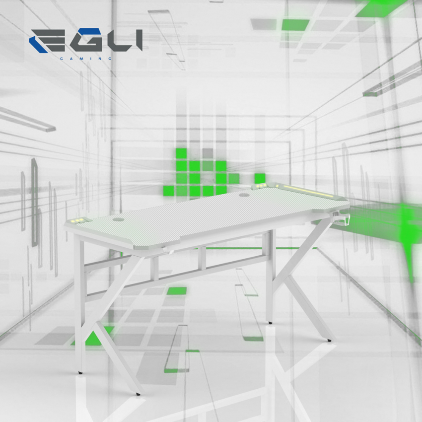 Gaming-Schreibtisch 120x60cm LED Carbon ergonomischer Kopfhörerhalter Sportbot LED 120 Kauf