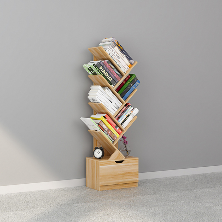 Libreria design moderno 8 scaffali cassetto soggiorno ufficio Treebook 120 