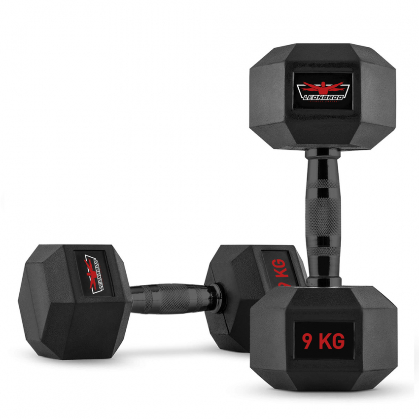 2er-Set sechseckige Cross-Training-Hanteln aus Gummi und Stahl 9 kg Goemon Aktion