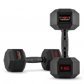 2er-Set sechseckige Cross-Training-Hanteln aus Gummi und Stahl 9 kg Goemon Aktion