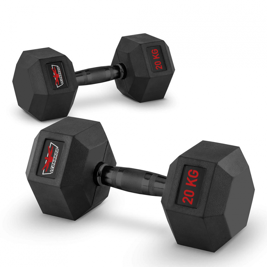2er-Set sechseckige Cross-Training-Hanteln aus Gummi und Stahl 20 kg Goemon Verkauf
