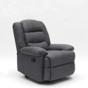Poltrona relax in tessuto design reclinabile poggiapiedi 4 ruote Maura 