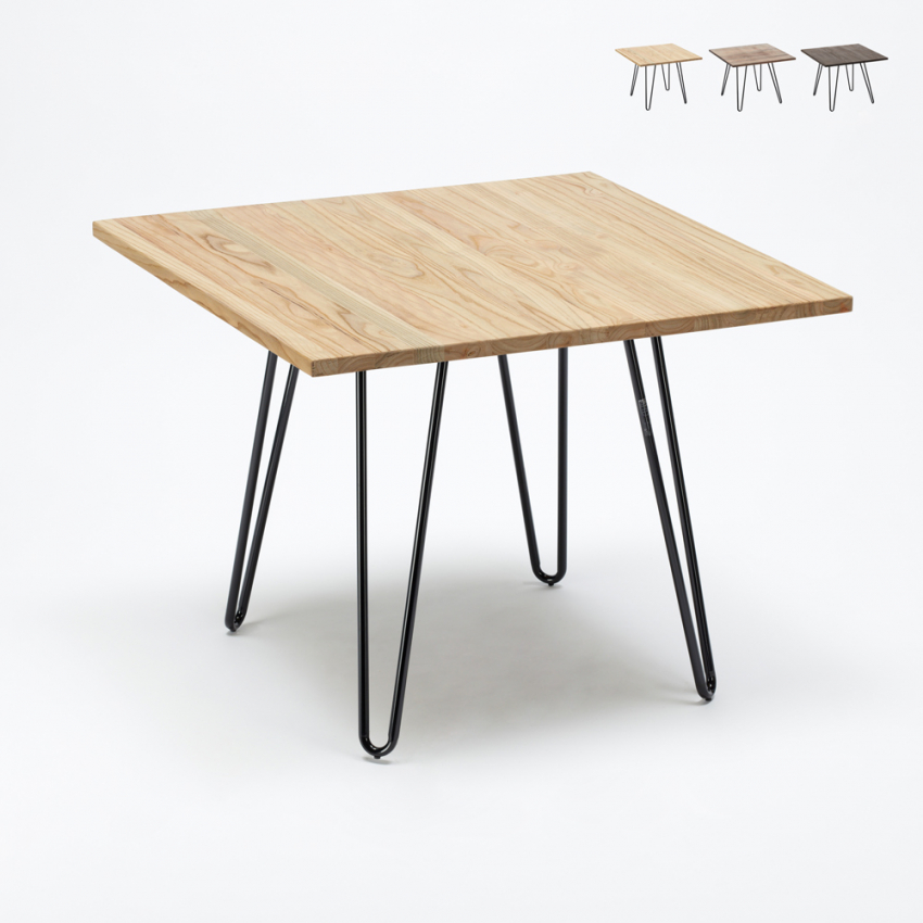 Mesa industrial de metal acero y madera 80x80 bar y casa Hammer Modelo