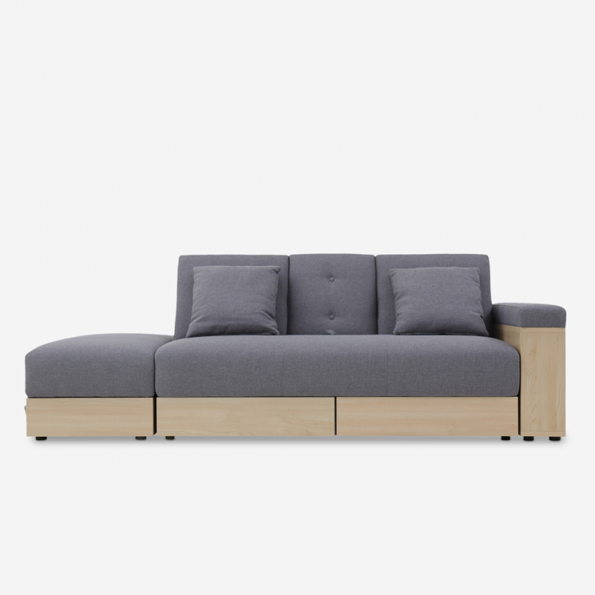 Canapé Convertible 2 Places Avec Ports USB Et étagère - Dossier Réglable, Se Transforme En Lit, Tissu Chenille Beige